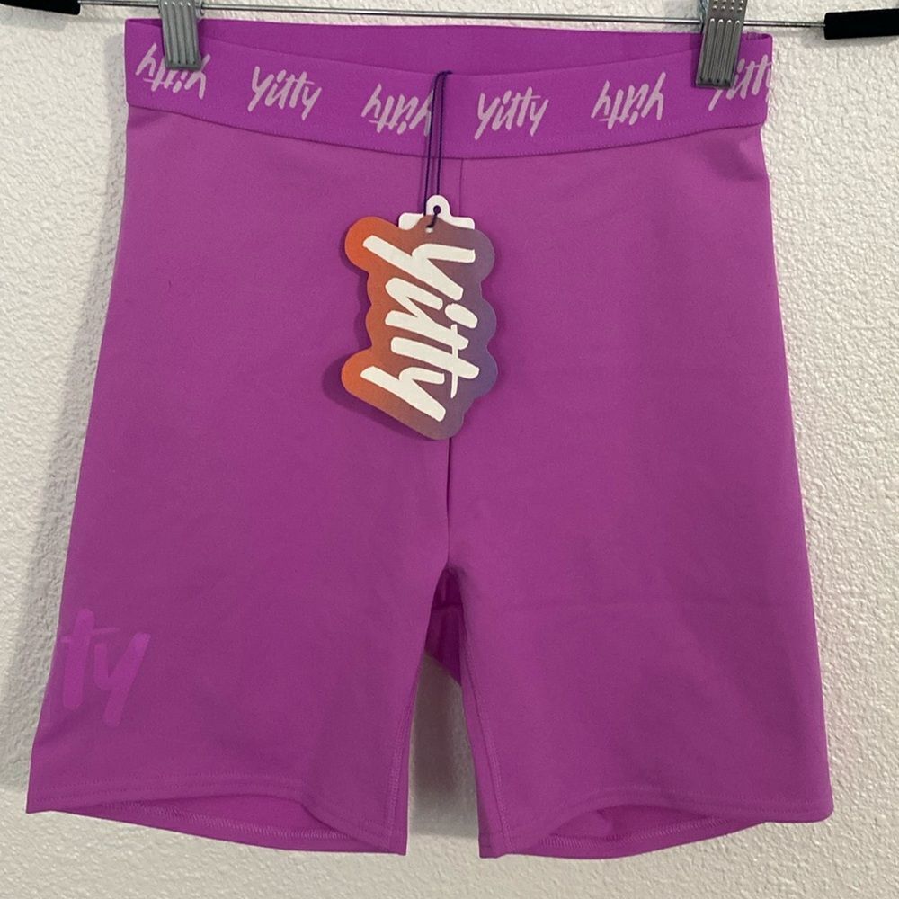 Shaping shorts- High Waist Logo Short- hot pink/puple-Size Small